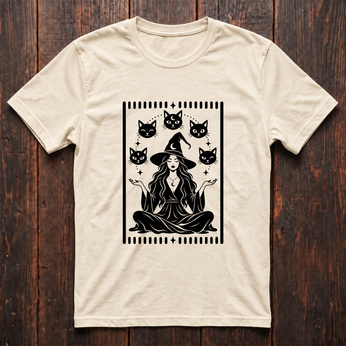 The Coven of Five: Witch and Black Cats Tarot ShirtT-shirt